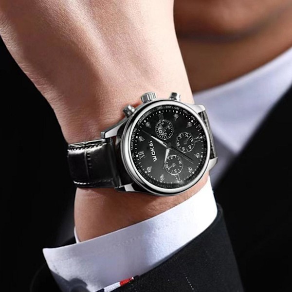 Enkel Herrklocka Lyx Stor Urtavla Mode Quartz Sport Herrklockor Business Klocka Vattentät L6K2 Black One size