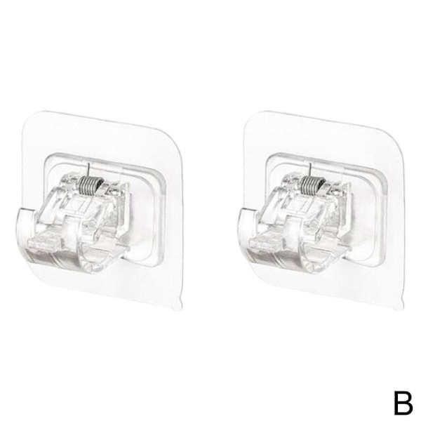Självhäftande Gardinstång Väggfästen Krokar Justerbar Handdukshållare Badrum Hemfixering P9g2 Transparent 2pcs