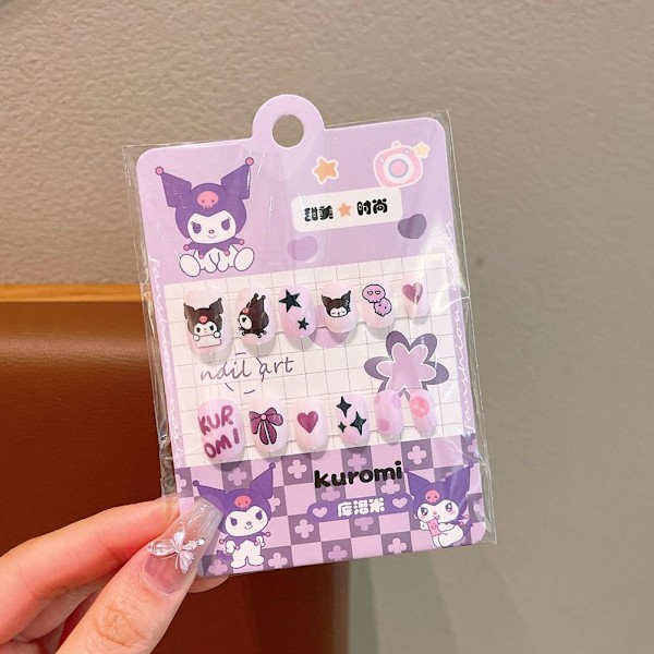 Söta Tecknade Nagelstickers Kuromi Melody Kitty Falska Naglar Stickers 3# 12pcs
