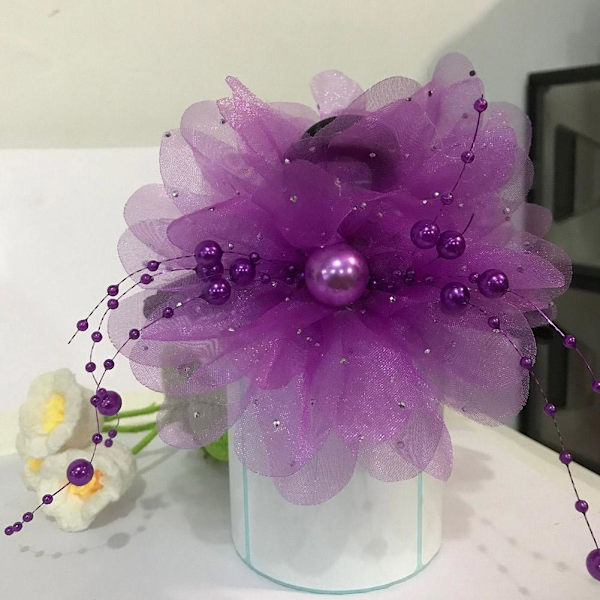 Blommig hårnål Pion Blomma Tofs Gripklämma Fluffig Hajklämma Nyår I7U3 Blue 13CM