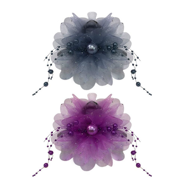 Blommig hårnål Pion Blomma Tofs Gripklämma Fluffig Hajklämma Nyår I7U3 Blue 13CM