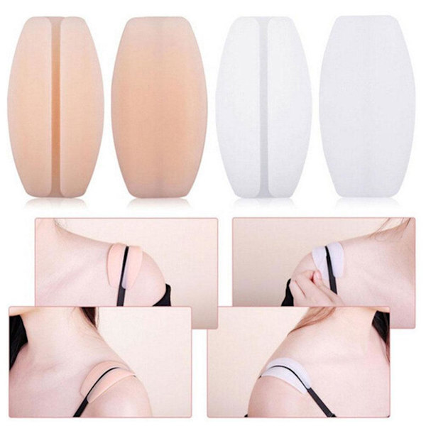 2 st underkläder axelkuddar silikon bh-band anti-glid mjuka white one size