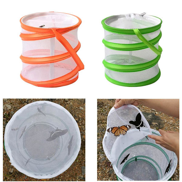 Mesh Hushålls Fjärilbur Insektsbur Förvaringshink Växtbur K3C4 orange 1pcs