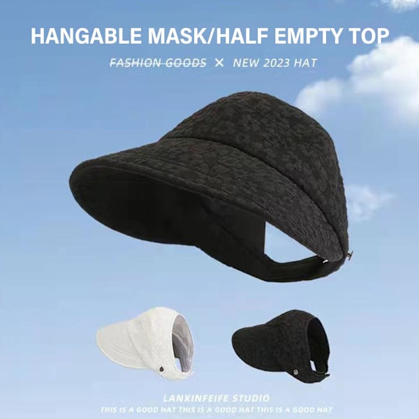 Sommar Dam Hinkhatt UV-skydd Bred Brim Strand Solhattar Tomma Toppar A5 white one-size