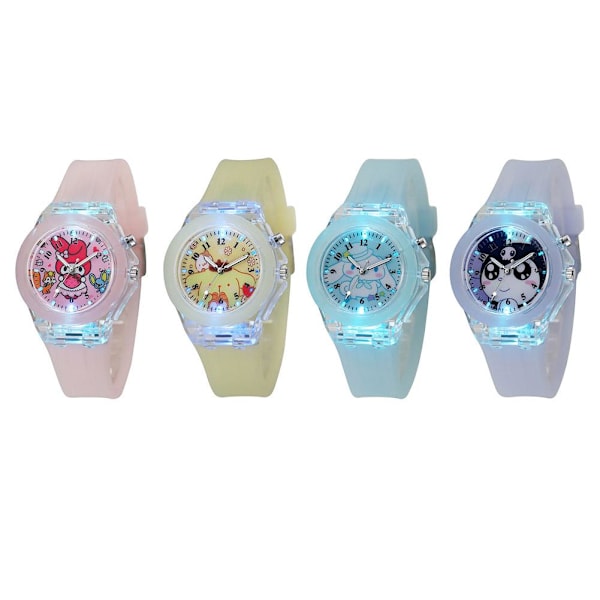 Söt Tecknad Barn Lysande Klocka Jelly Melody Led Quartz Klocka Gåvor Elementär Silikon Flickor Z7e2 Yellow One size