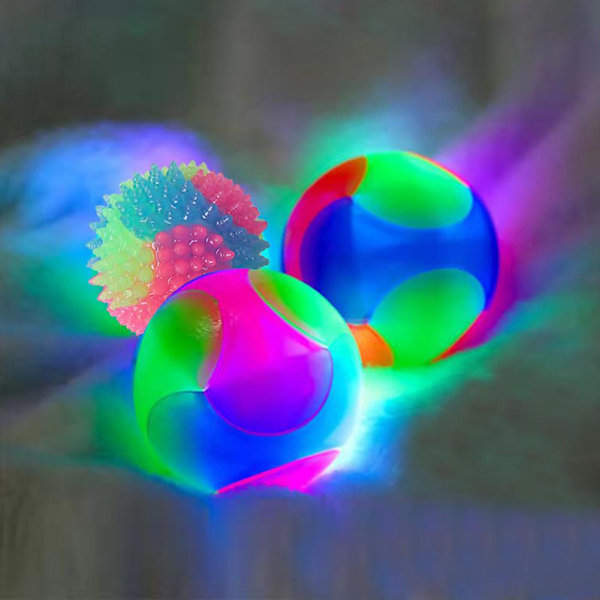 Ljus hundbollar blinkande elastisk boll lyser i mörkret interaktiv large ball glossy 7cm