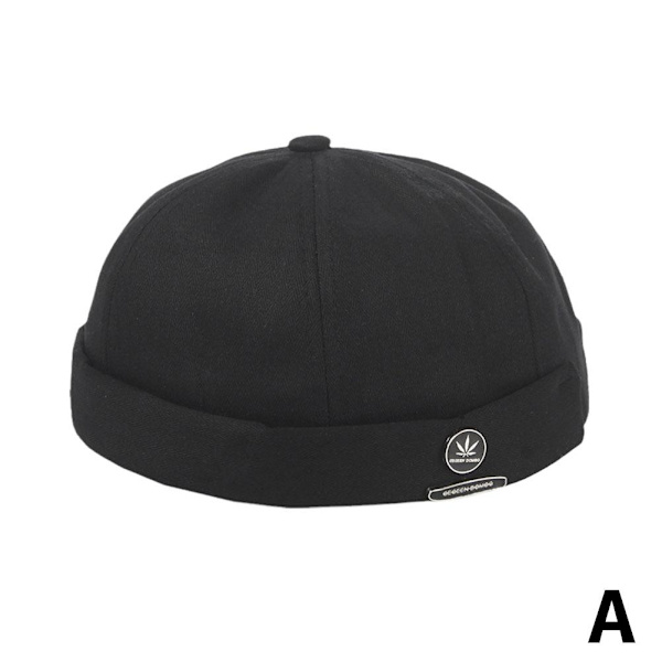 Unisex Justerbar Skallehatt Keps Casual Docker Sjöman Kantlös black one-size