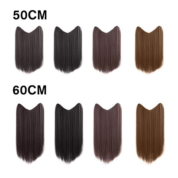Hårförlängning Lång Rak Clip In One Piece Färg Syntetisk Hårstycke Lo A2F6  light brown 60CM