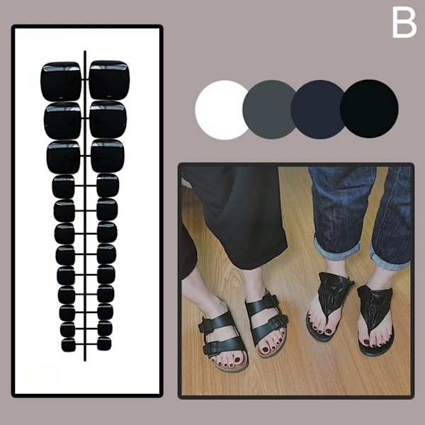 Falska Tånaglar Fransk Fyrkantig Full Täckning Naken Akryl Tånagel Rosa Falsk Nagelkonst O1v5 style 2 24pcs