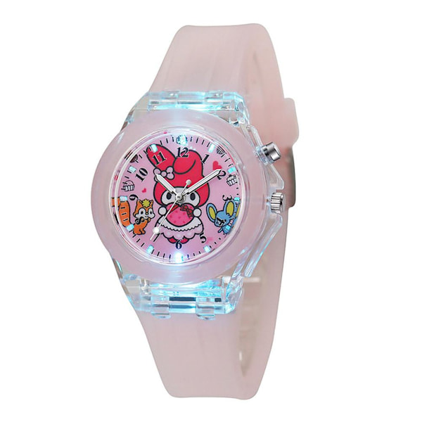 Söt Tecknad Barn Lysande Klocka Jelly Melody Led Quartz Klocka Gåvor Elementär Silikon Flickor Z7e2 Pink One size