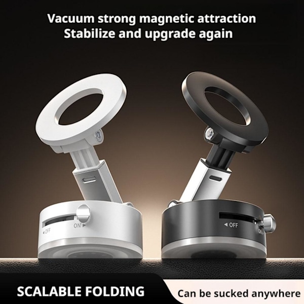360° Rotation Vakuum Magnetisk Sugkopp Biltelefonhållare Ställ Black Rotatable
