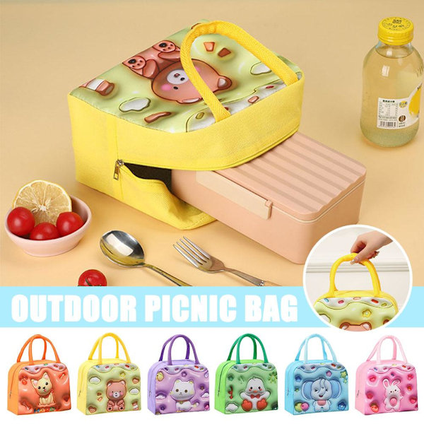 Picknickväska för utomhusbruk, handhållen Bento-väska, isolerad väska, lunchlåda, förvaringsväska med lunchväska U1w0 Yellow 1pcs