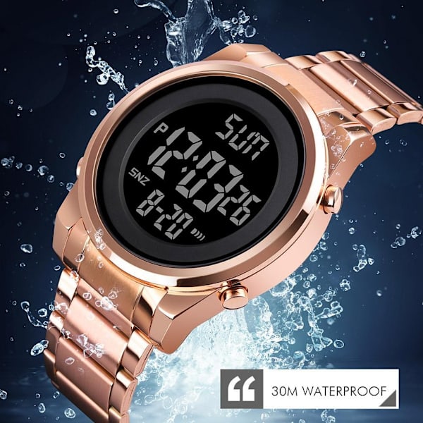 Skmei Lyx Vattentät Klocka För Män Rostfritt Stål Elektronisk Sport Digital Herrklocka P3d3 Rose Gold One size