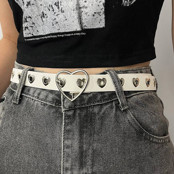 Kreativt hjärtformat hålbälte för kvinnor, urholkat, mångsidigt L White 1pcs
