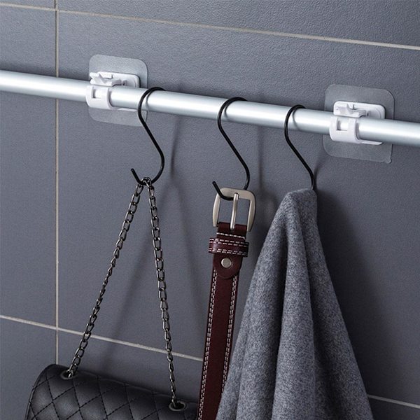 Självhäftande Gardinstång Väggfästen Krokar Justerbar Handdukshållare Badrum Hemfixering P9g2 Transparent 2pcs