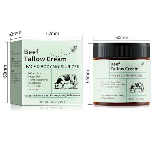 Talg-balsam för huden, med honung, gräsbetesren talg och bivax
