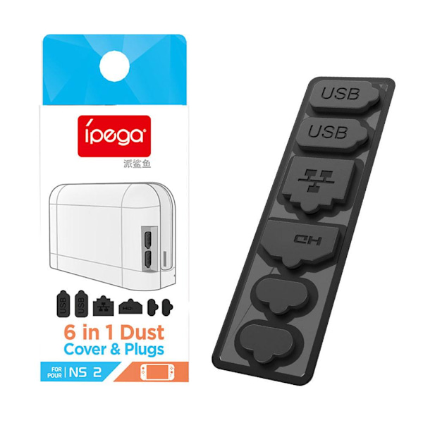 Dammskydd i silikon för Switch 2, 6 i 1 Dammtätt skydd Plug Anti-damm Skydd Laddningsportskydd