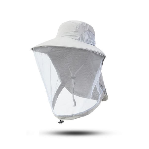 Fiskehatt för utomhusbruk med nätmask, myggsäker och solskydd Light gray 1pc