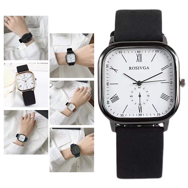 Fashion Damklocka Läderarmband Enkel Elegant Ins Stil Fyrkantig Quartzklocka A One size