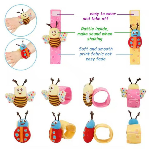 4 st/set Baby Tidig Utbildning Pussel Plysch Söt Tecknad Månader Baby Gammal Baby Bell 0~24 Leksak V9S6 giraffe 4pcs/set