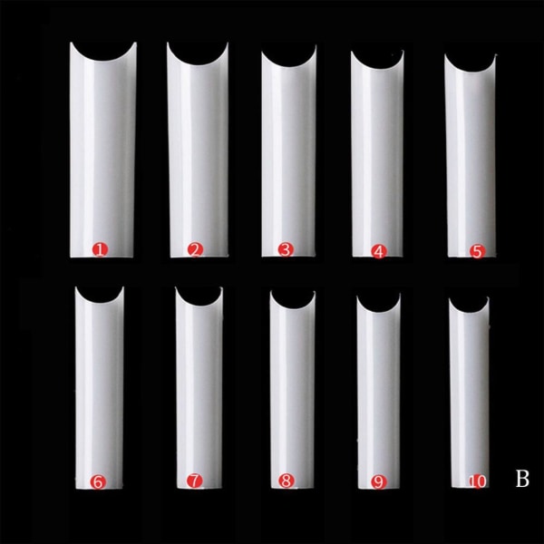 500 st Extra Lång C Curve Avsmalnande Fyrkantig False Nail Tips Akryl Transparent One-size