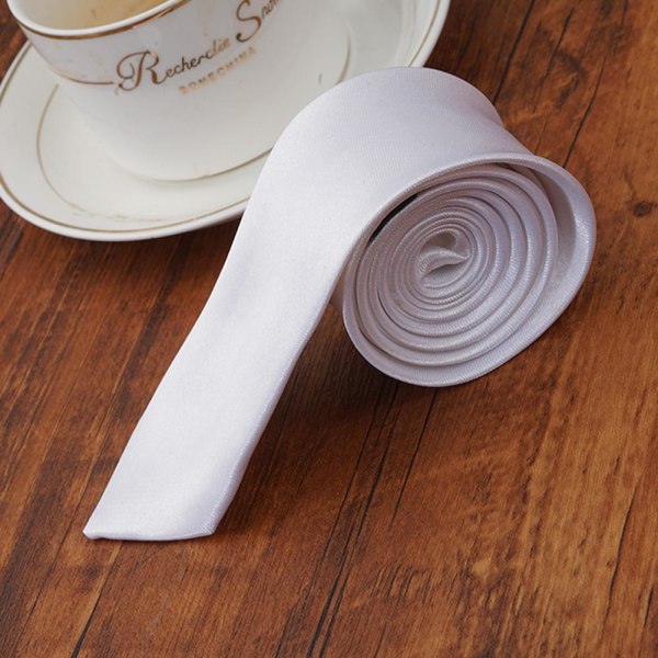 Klassisk enfärgad smal slips tunn slips för män pojkar bröllop yellow One-size