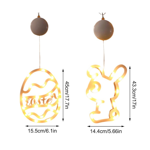 1 st Påskfönsterlampor Hängande Kanin Inomhus LED Sugkopp Hängande Lampa H7 egg Colorful light