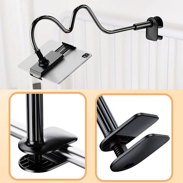 Mobiltelefonhållare för sängen Flexibel Lång Arm Mobiltelefonstativ ` ъ> H1B9 138 black flat 1set