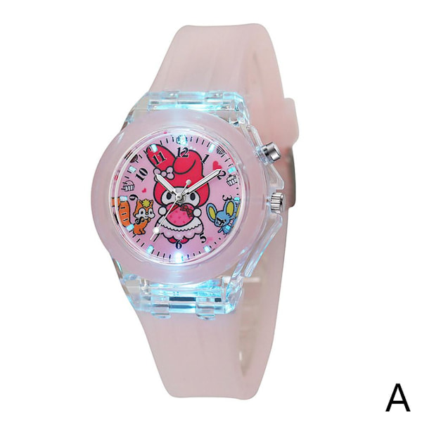 Söt Tecknad Barn Lysande Klocka Jelly Melody Led Quartz Klocka Gåvor Elementär Silikon Flickor Z7e2 Blue One size