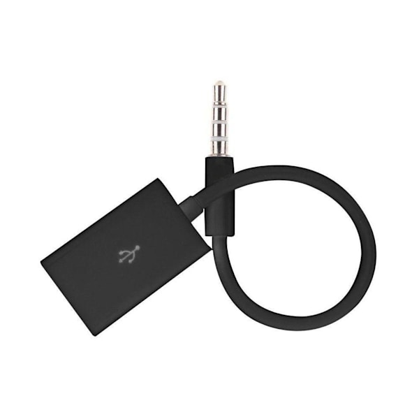 3,5 mm hane bil AUX ljudkontakt till USB 2,0 hona omvandlare F black One-size