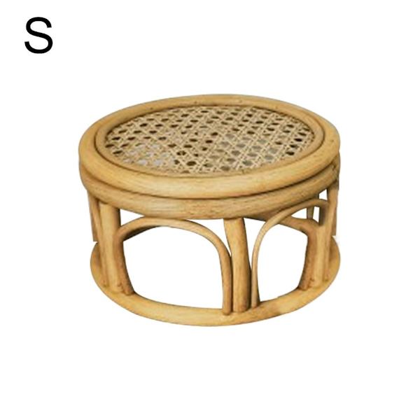 RJSQAQE Rattan Plant Stands, Liten Boho Rattan Wicker Rund Riser RattanS S