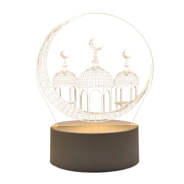 Ramadan Eid Mubarak LED Ljus Trä Ornament Nattlampa T D 1pcs