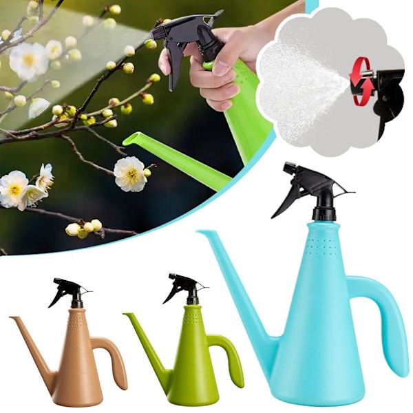 2 i 1 Vattenkanna med Spruta, 1 L Plast Dubbelverkande Sprin Green 1pcs