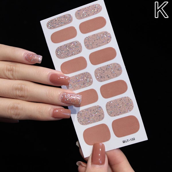 Glitterpulver Nagelsticker färggradient hopp vattentät finge LT-132 16pcs