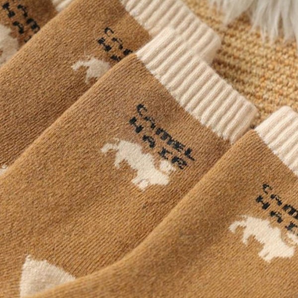 1/5 par vinter kamel varma par utomhus kallt väder ull strumpor BrownB L(40-45) 5pcs