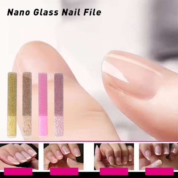 Nano Glas Nagelfil Sandpapper Polerande Buffer Block Nagelfil Manikyrverktyg C 1pcs