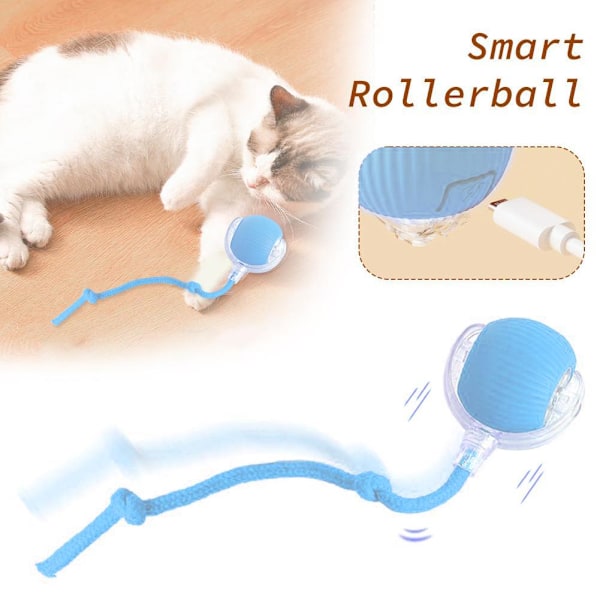 Smart Interaktiv Kattleksak Rullande Uppladdningsbar Automatisk Kattretarboll För Katter Och Kattungar M1e8 Blue 1pcs