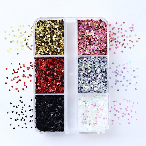Nagelkonst Paljett Tillbehör Mini Hjärtformade Glitter Nageldekorationer