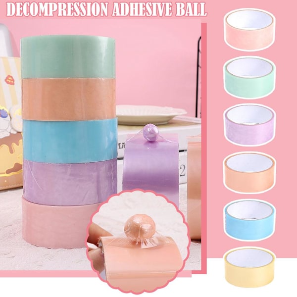 Macaron Färg Klibbig Boll Tejp Elasticitet Rullande Limstift blue one-size
