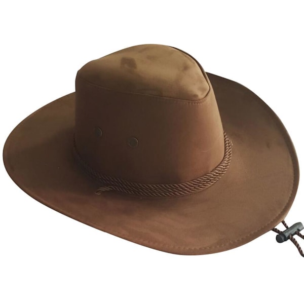 Hjortskin Sammet Hatt Herr Stor Fjäder Fjäder Dun Western Rop brown 58-60cm