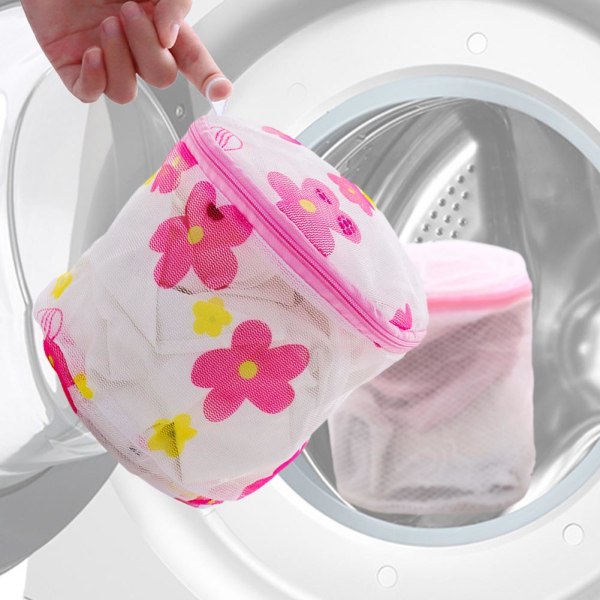 Zip Wash Laundry Bag Net Mesh Sock Bra Washing Machine Basket Li printing 1pc