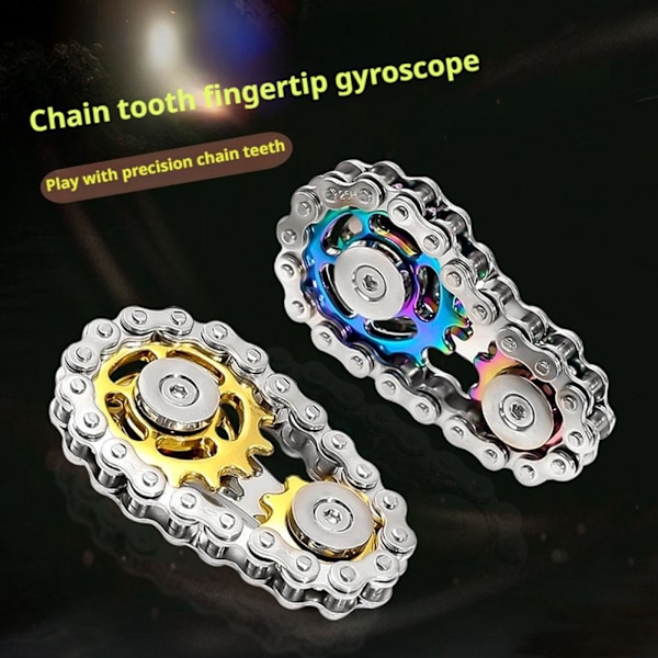 Kugghjul Svänghjul Fingertopp Gyro Kedjor Fidget Spinner Met Golden-black 1pcs