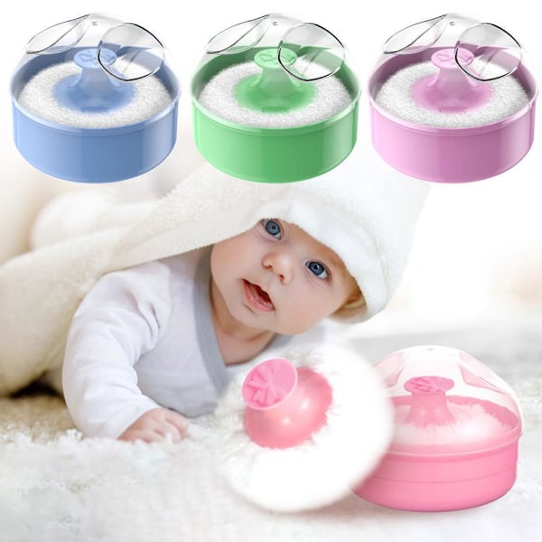 Talkpuder Puff med Box Fodral Behållare Baby Mjuk Ansikte Kropp Puff Puder Z6U2 Green 1pcs