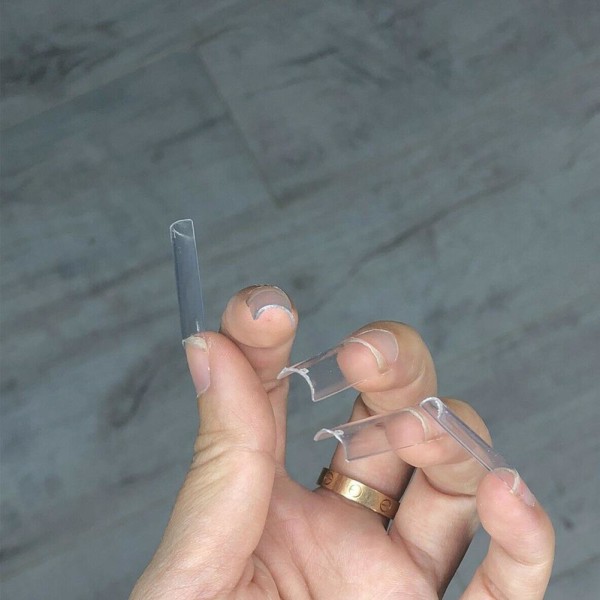 500 st Extra Lång C Curve Avsmalnande Fyrkantig False Nail Tips Akryl Transparent One-size