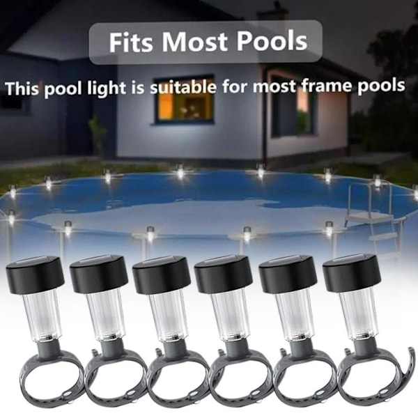 Solcellsdriven LED-lampa för pooler, utomhus, staket, dekorativ UKGJ Vattentät 9CL5 Solar LED Pool LightB 6pc