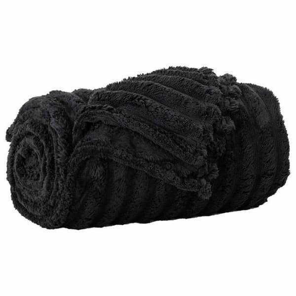 Plaid - VIDAXL - Plaid - Sort - 240 x 220 cm - Blødt og let polyester Svart