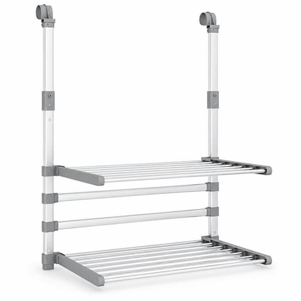 Tøjstativ Balkon Aluminium 54 x 25 x 42 cm Foldbart 2 Niveauer 7 m Sølv Silver