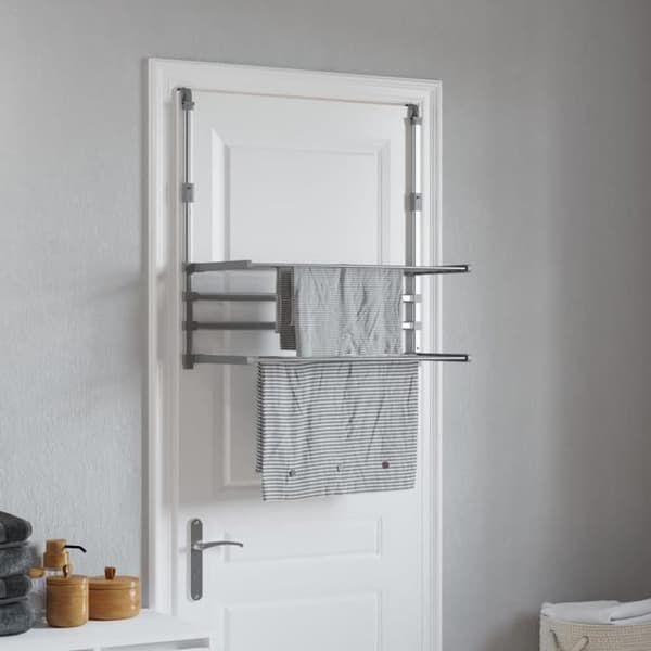 Tøjstativ Balkon Aluminium 89 x 25 x 60-95 cm Sammenklappelig 2 Niveauer 10 m Sølv Silver