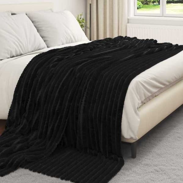 Plaid - VIDAXL - Plaid - Sort - 240 x 220 cm - Blødt og let polyester Svart