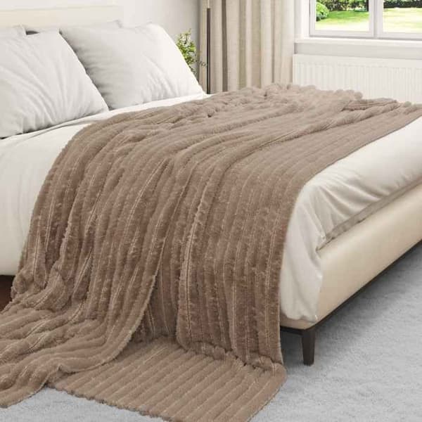 VIDAXL Plaid Tæppe Toison Camel 240 x 220 cm - blødt, let og bærbart fleece Kamel